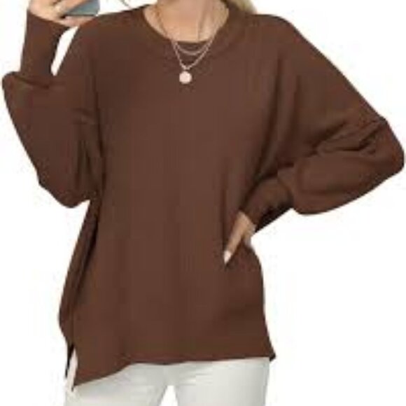 Efan Size L Chocolate Brown Oversized Drop Shoulder Sweater, Exc. Used Cond. - Picture 15 of 15